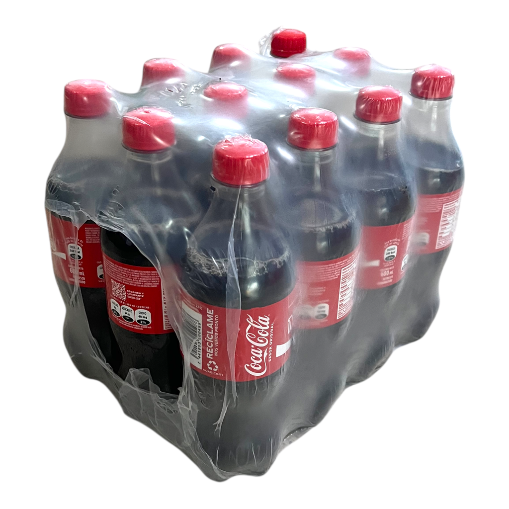 CAJA SODA COCA COLA PLASTICO 600ML 12 UNIDADES