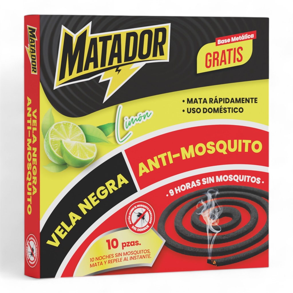 VELA NEGRA ANTI MOSQUITO MATADOR LIMON 10und/60