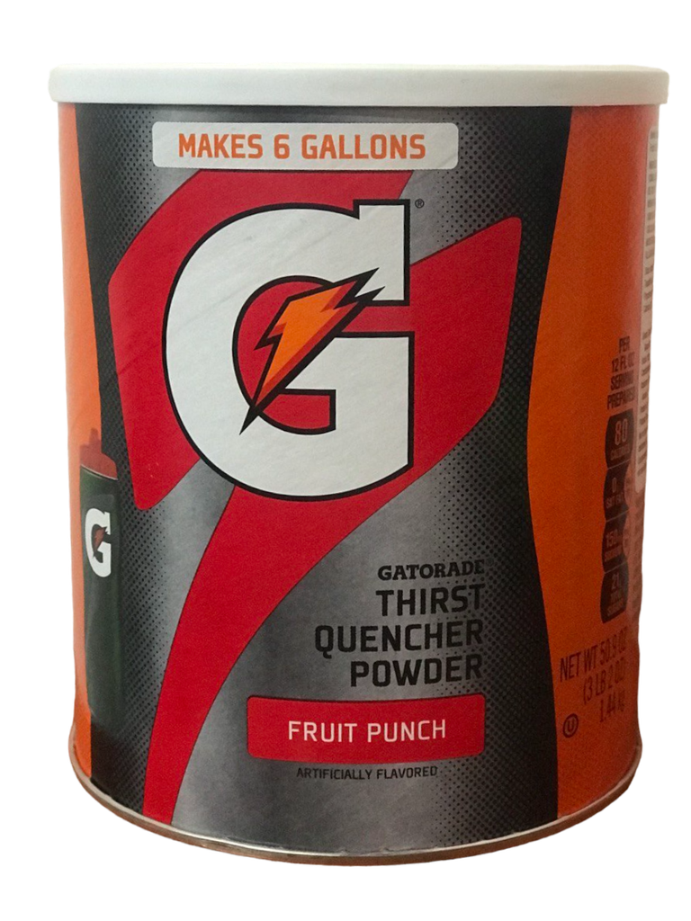 GATORADE EN POLVO DE FRUITPUNCH RINDE 6 GALONES