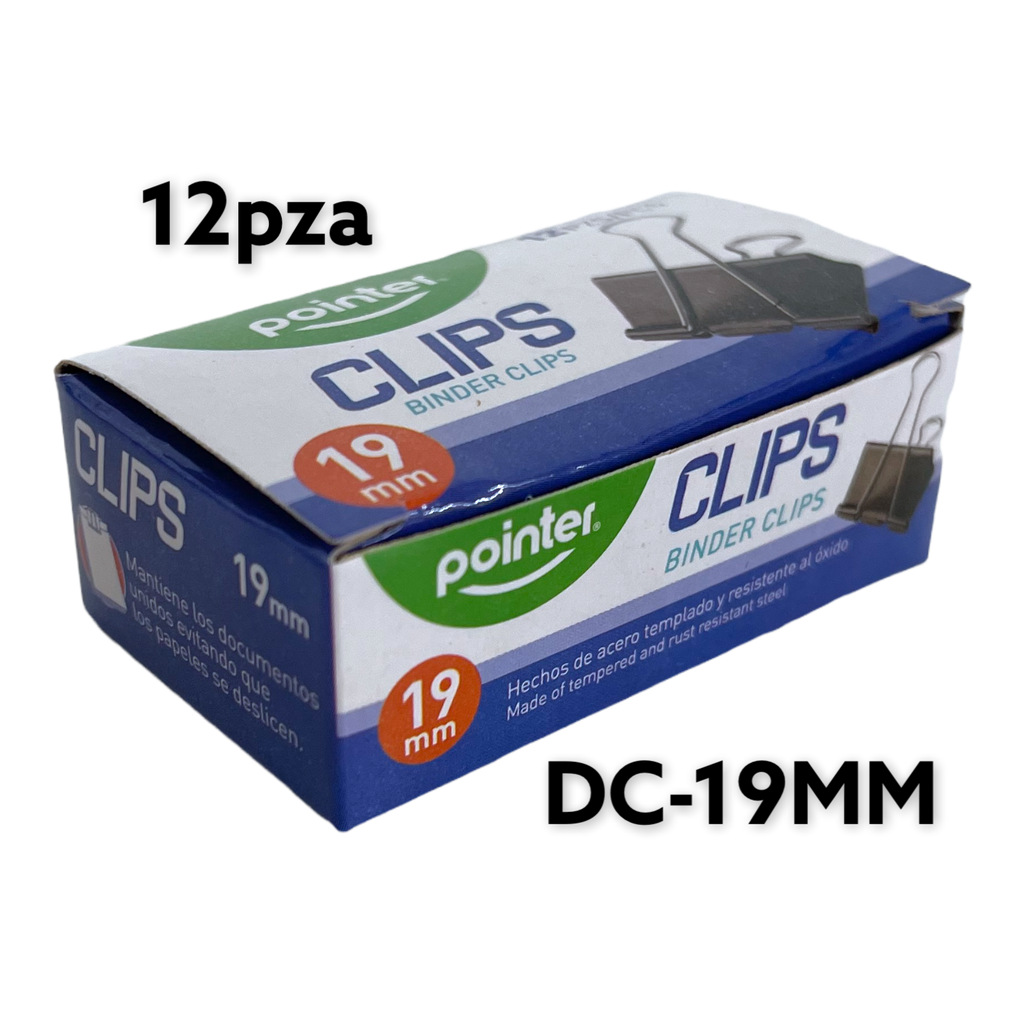 BINDER CLIPS 19mm 12pza POINTER