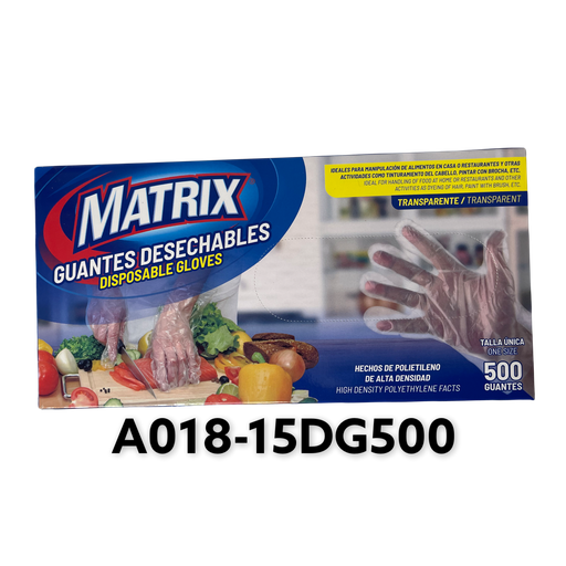 [A018-15DG500] GUANTES DESECHABLES 500pza MATRIX