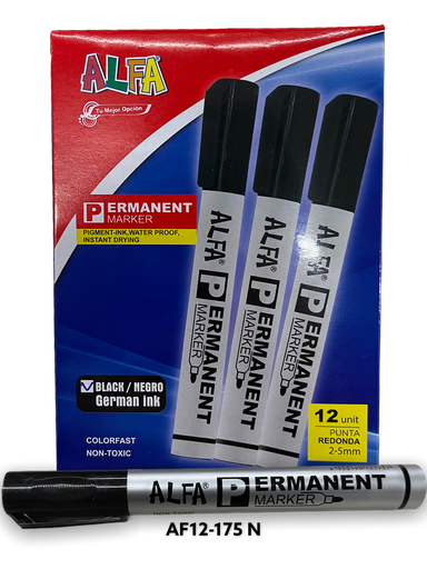 [AF12-175 D] MARCADOR PERMANENTE NEGRO O AZUL ALFA (docena)