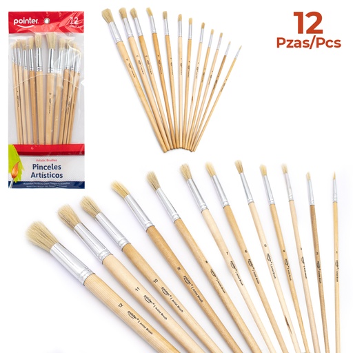 [A582-SET] PINCELES REDONDO 12pza ETERNA