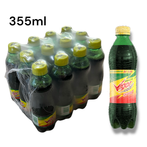 [7677] CAJA MALTA VIGOR PLASTICO 355ML 12 UNIDADES