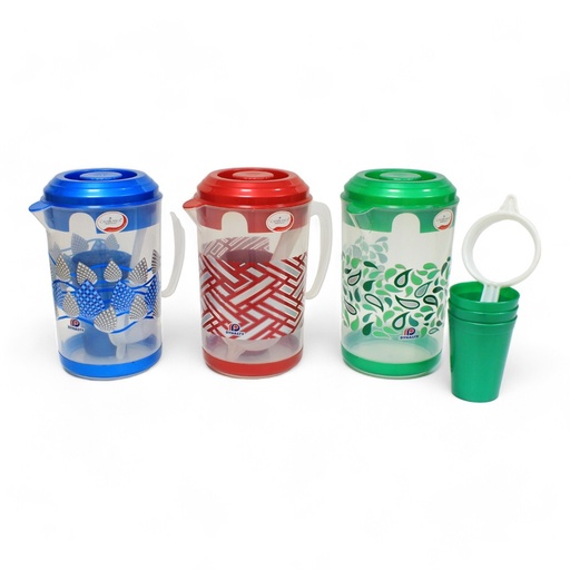 [1546P+S] JARRA PLASTICA 2.6L CON COLADOR Y 3VASOS