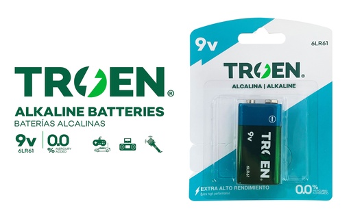 [TR-KL-9V-1] BATERIA 9V ALCALINA TROEN