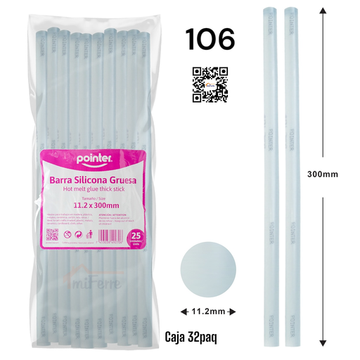 [106 P] BARRA DE SILICONA CALIENTE POINTER 25PZA